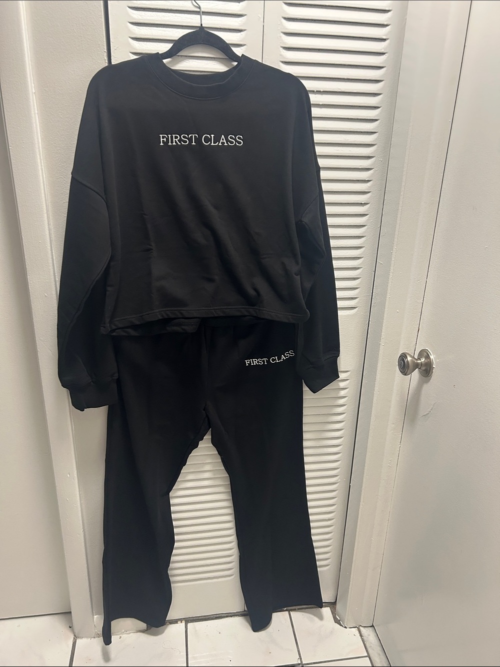 Fashion Nova Black Kids Jogger Sweatpants with "FIRST CLASS" Logo